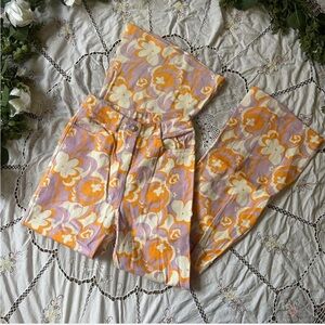 Princess Poly high waisted flare pants with a floral bohemian design